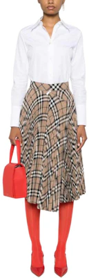 (W) Burberry SS24 Skirt Maxi Kotak Tinggi Pinggang Pleated Coklat 80957981 Lookbook (W) Burberry SS24 Skirt Maxi Kotak Tinggi Pinggang Pleated Coklat 80957981