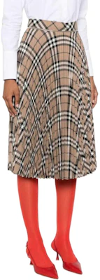 (W) Burberry SS24 Skirt Maxi Kotak Tinggi Pinggang Pleated Coklat 80957981 Purchase (W) Burberry SS24 Skirt Maxi Kotak Tinggi Pinggang Pleated Coklat 80957981