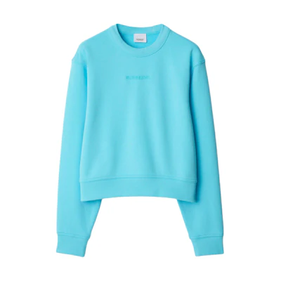 (Women) Burberry SS24 Logo Embroidered Crewneck Sweatshirt Light Blue Topaz. 80847761