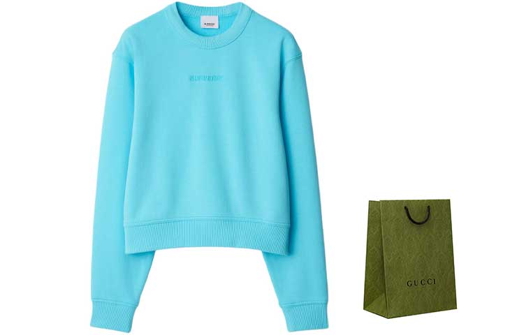 Shop (W) バーバリー SS24 ロゴ刺繍 クルーネック スウェットシャツ ライトブルートパーズ. 80847761