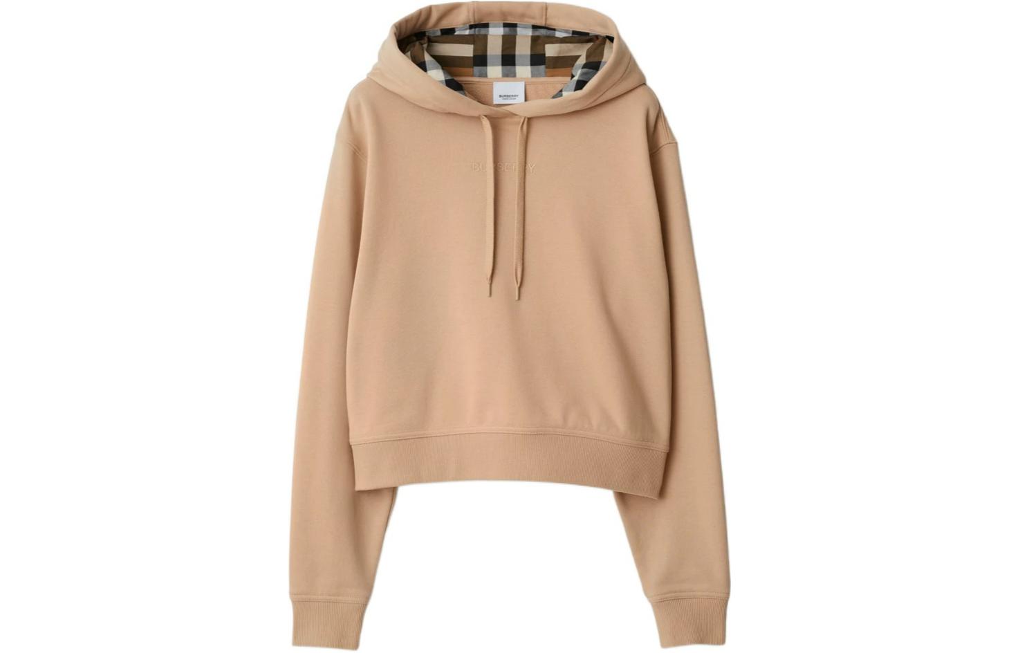 (Women) Burberry SS24  Logo Embroidered Hoodie in Soft Yellow Beige. 80843921
