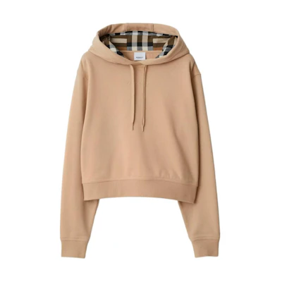 (Women) Burberry SS24 Logo Embroidered Hoodie in Soft Yellow Beige. 80843921