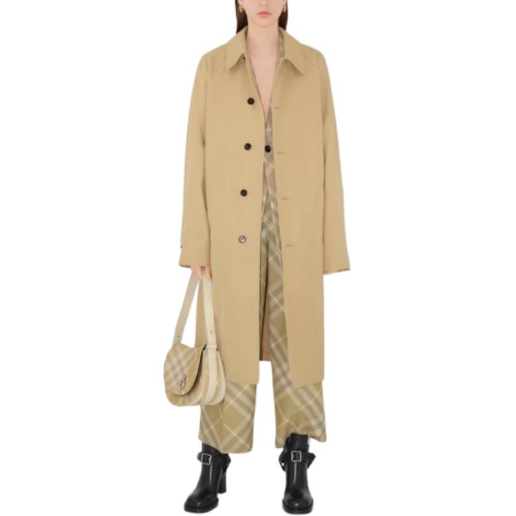 Shop (Women) Burberry SS24  Long-Sleeve Single-Breasted Mid-Length Coat Beige. 80839871
