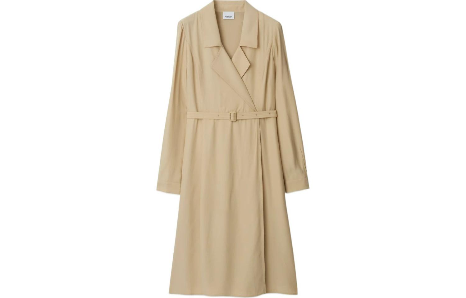 (Women) Burberry SS24  Long Sleeve Belted Dress Almond Beige 80843021
