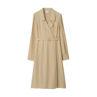 (Women) Burberry SS24 Long Sleeve Belted Dress Almond Beige 80843021