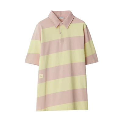 (Women) Burberry SS24 Loose-Fit Striped Polo Shirt - Pink. 80832081