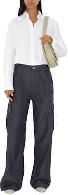 (Women) Burberry SS24 Loose Fit Solid Color Denim Jeans with Zipper Pocket - Blue 80921361 Lookbook (Women) Burberry SS24 Loose Fit Solid Color Denim Jeans with Zipper Pocket - Blue 80921361