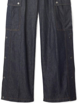 (Women) Burberry SS24 Loose Fit Solid Color Denim Jeans with Zipper Pocket - Blue 80921361 Cheap (Women) Burberry SS24 Loose Fit Solid Color Denim Jeans with Zipper Pocket - Blue 80921361