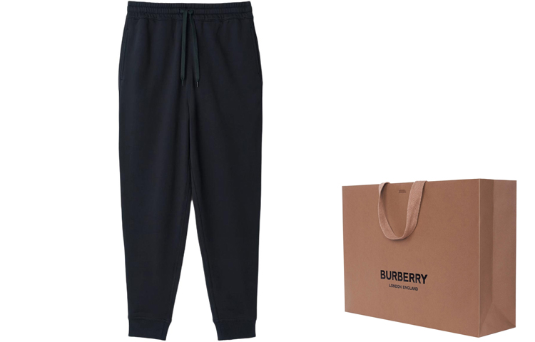 Shop (W) Burberry SS24 Navy Blue Jogger Seluar Knit Ikat Pinggang Solid. 80847681