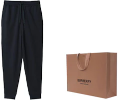 Shop (Women) Burberry SS24 Navy Blue Solid Drawstring Jogger Knit Sweatpants 80847681