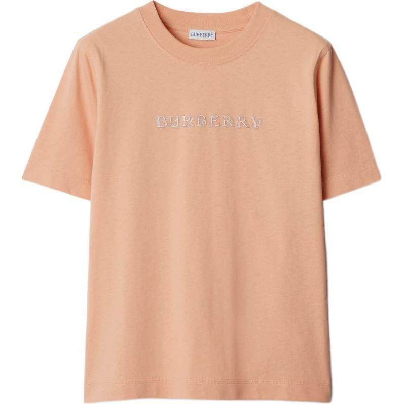 (Women) Burberry SS24  Orange Logo Embroidered Crew Neck T-Shirt. 80998341