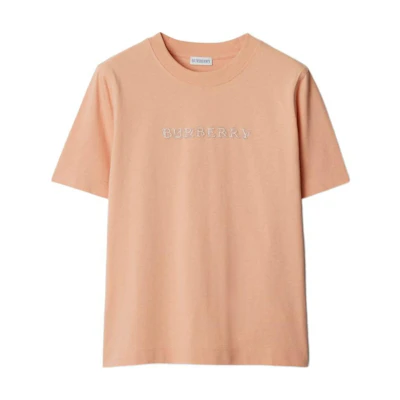 (Women) Burberry SS24 Orange Logo Embroidered Crew Neck T-Shirt. 80998341