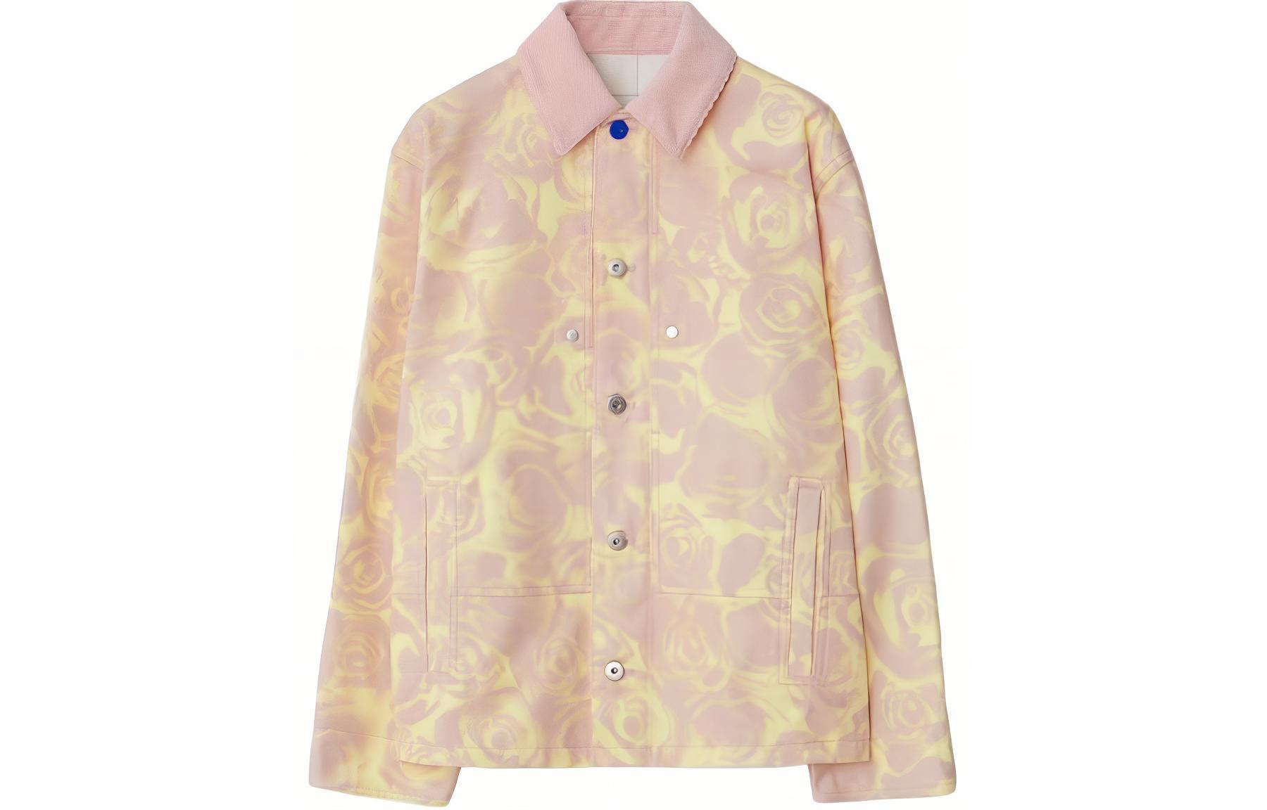 (Women) Burberry SS24  Pink Floral Print Button-Up Long-Sleeve Jacket. 80836731