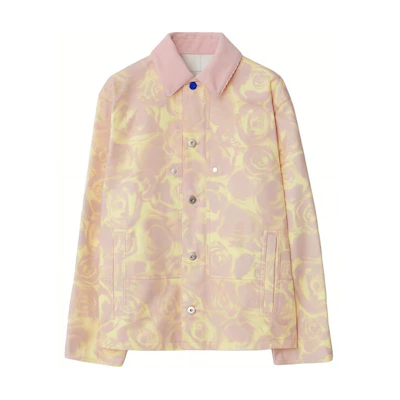(Women) Burberry SS24 Pink Floral Print Button-Up Long-Sleeve Jacket. 80836731