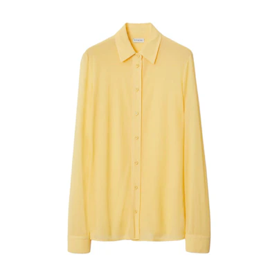 (Women) Burberry SS24 Plain Long Sleeve Shirt in Daffodil Yellow. 80824681