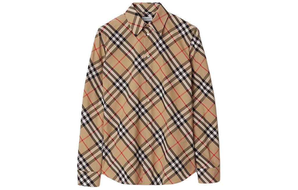 (Women) Burberry SS24  Slim-Fit Check Long Sleeve Shirt in Beige. 80876291