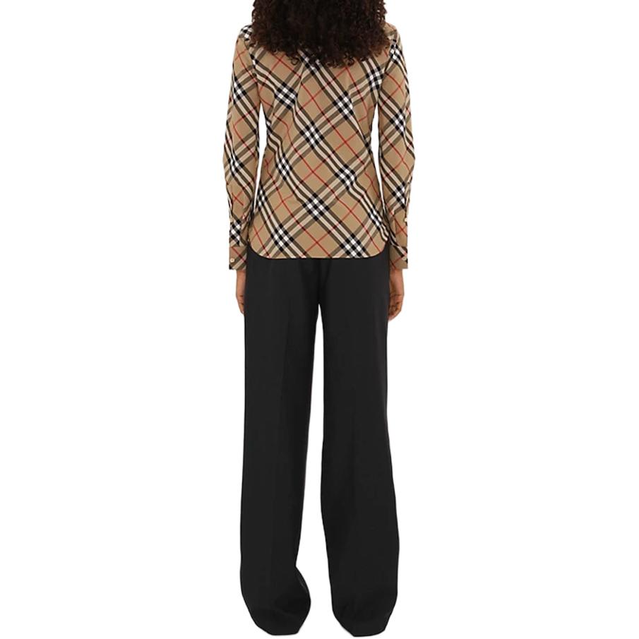 (Women) Burberry SS24  Slim-Fit Check Long Sleeve Shirt in Beige. 80876291 圖 5