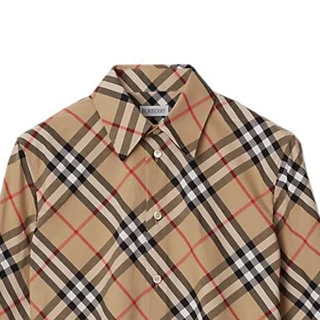 (Women) Burberry SS24  Slim-Fit Check Long Sleeve Shirt in Beige. 80876291 圖 7
