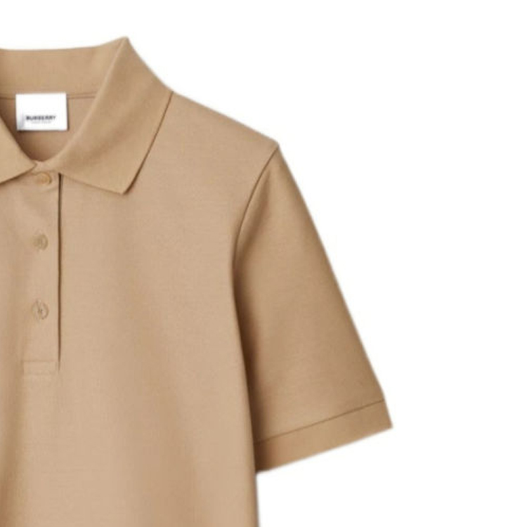 Details for (Women) Burberry SS24  Solid Color Button Straight-Cut Polo Shirt Pale Yellow Beige 80847781
