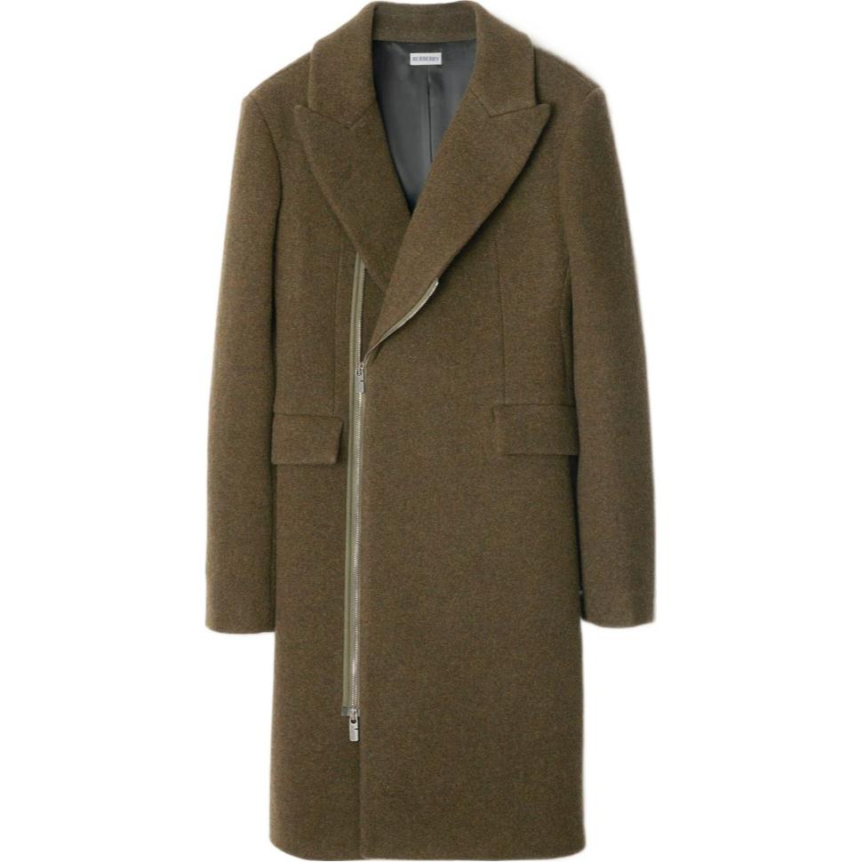 (Women) Burberry SS24  Solid Color Zipper Mid-Length Coat in Dark Brown 80949121