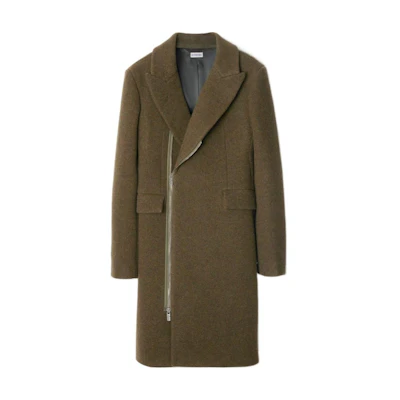 (Women) Burberry SS24 Solid Color Zipper Mid-Length Coat in Dark Brown 80949121