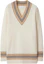 Buy (Women) Burberry SS24 Striped Jacquard V-Neck Cashmere Sweater - Vanilla. 80991581