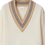 Lookbook (Women) Burberry SS24 Striped Jacquard V-Neck Cashmere Sweater - Vanilla. 80991581