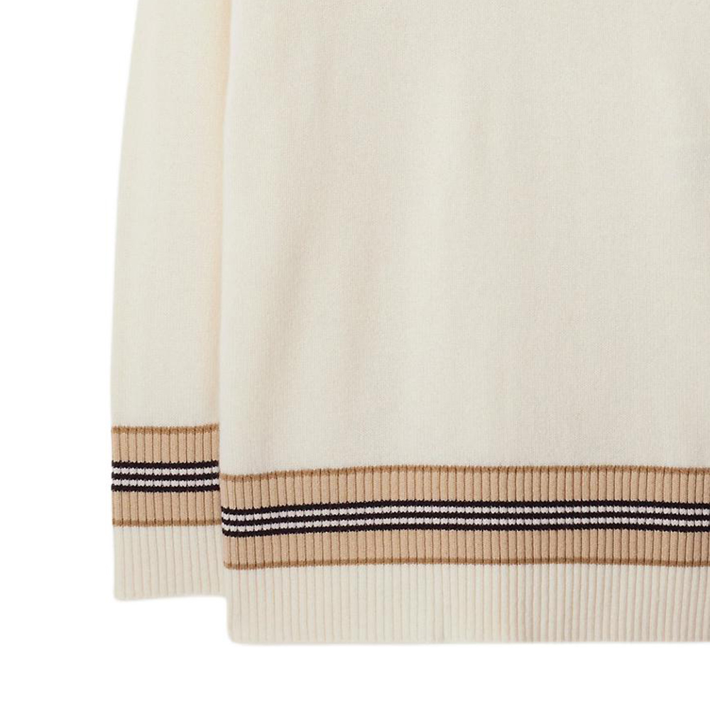 (Women) Burberry SS24  Striped Jacquard V-Neck Cashmere Sweater - Vanilla. 80991581 圖 5