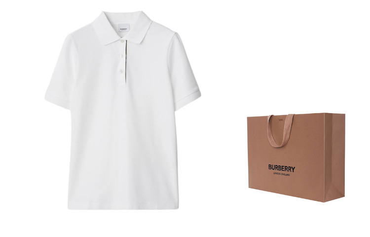 Shop (W) Burberry SS24 Polo Blanco Casual de Manga Corta con Botones Frontales. 80844061