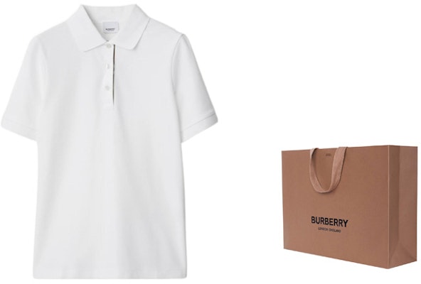 (W) Burberry SS24 Polo Blanco Casual de Manga Corta con Botones Frontales. 80844061 Shop (W) Burberry SS24 Polo Blanco Casual de Manga Corta con Botones Frontales. 80844061