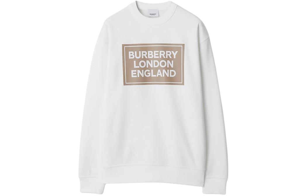 (Women) Burberry SS24  White Logo Printed Crewneck Long-Sleeve Sweatshirt. 80843531