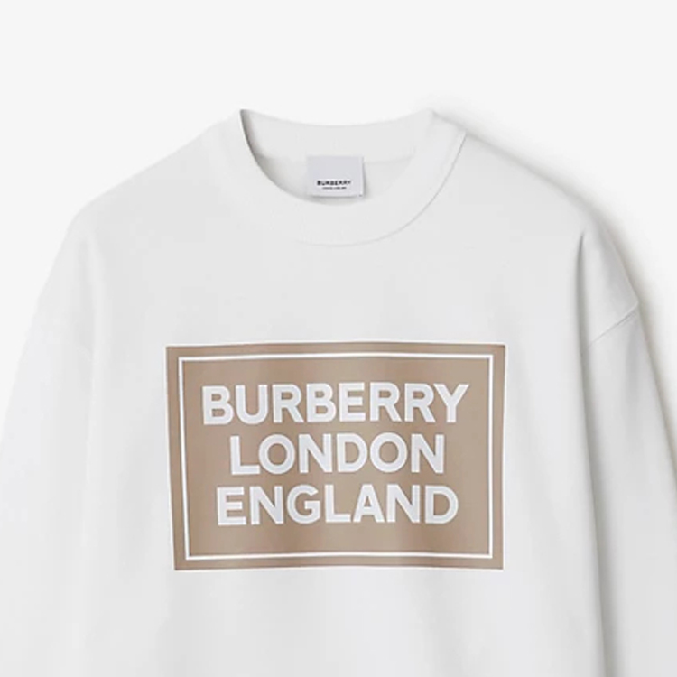 Purchase (W) バーバリー SS24 ホワイトロゴプリント クルーネック長袖スウェットシャツ 80843531