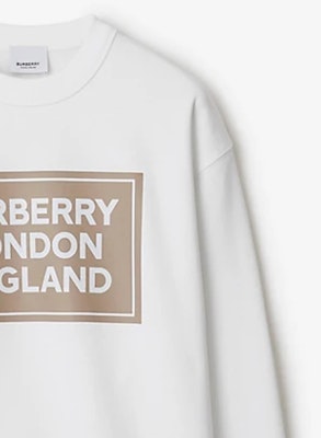 (Women) Burberry SS24 White Logo Printed Crewneck Long-Sleeve Sweatshirt. 80843531 Details for (Women) Burberry SS24 White Logo Printed Crewneck Long-Sleeve Sweatshirt. 80843531