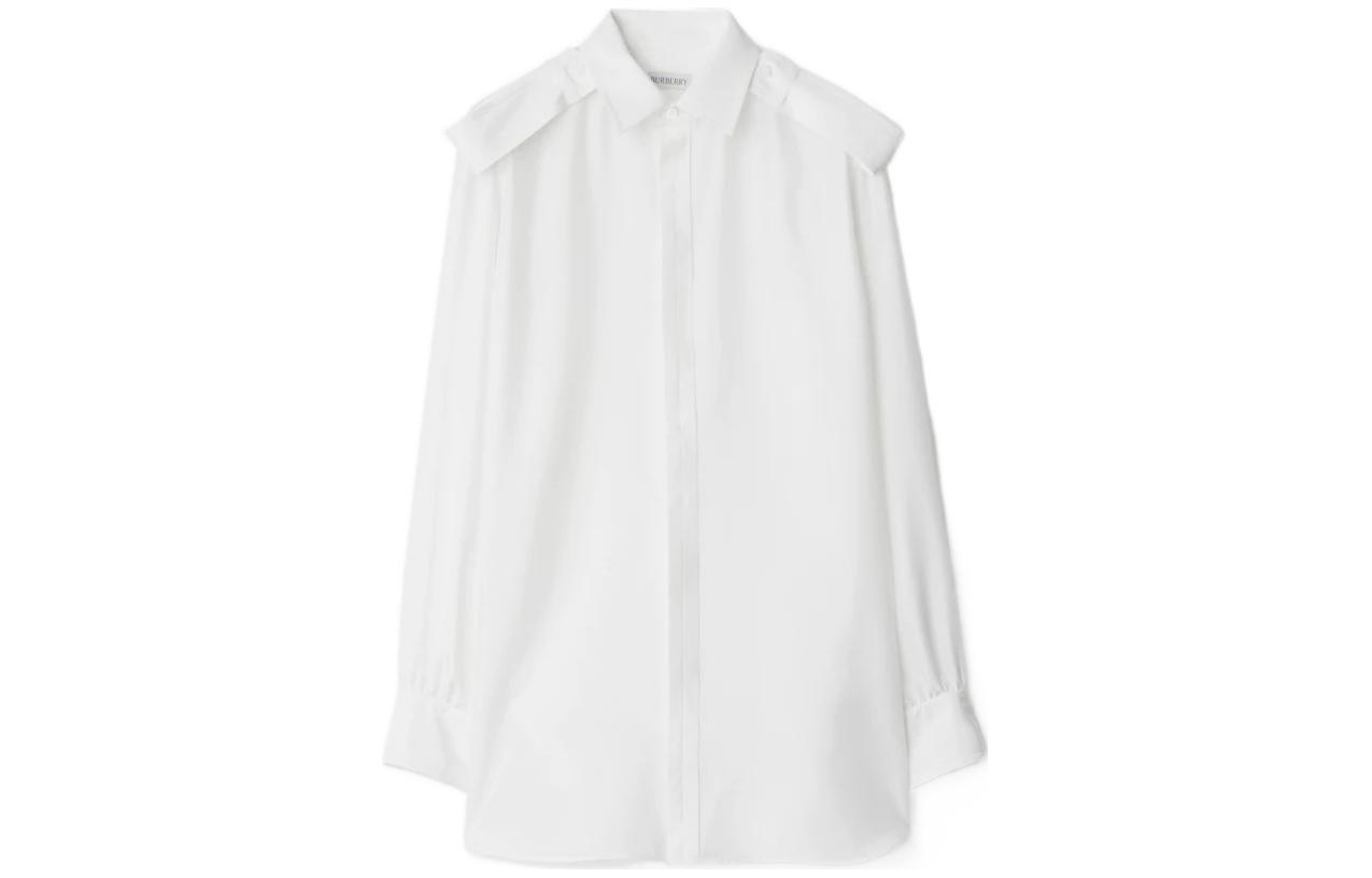 (Women) Burberry SS24  White Long-Sleeve Single-Breasted Collared Shirt. 80874491 圖 2
