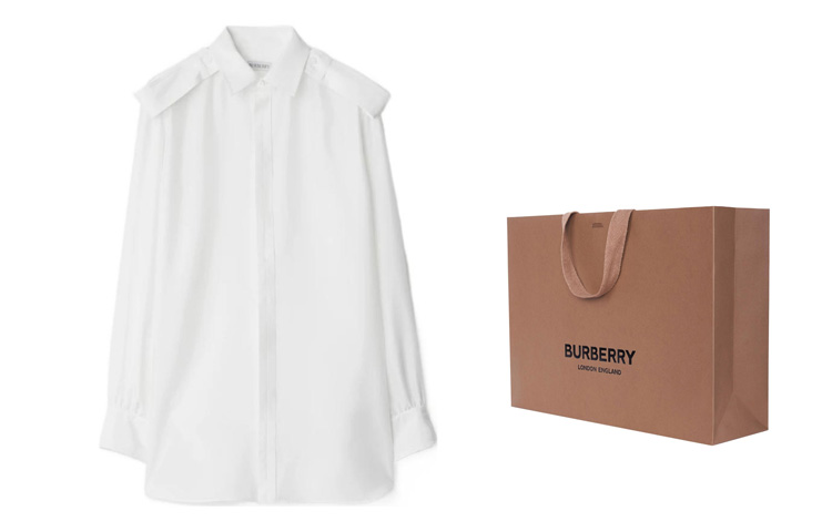 (Women) Burberry SS24  White Long-Sleeve Single-Breasted Collared Shirt. 80874491 圖 4
