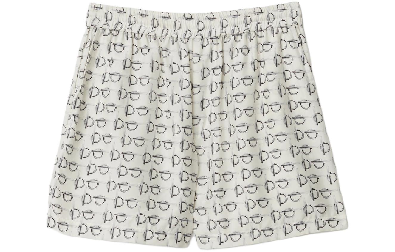 (Women) Burberry SS24  White Patterned Casual Shorts with Back Pocket. 80886431