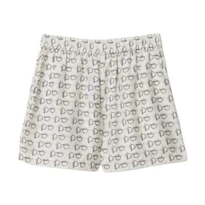 (Women) Burberry SS24 White Patterned Casual Shorts with Back Pocket. 80886431