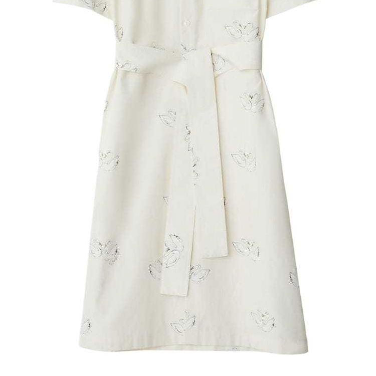 Purchase (W) Burberry SS24 Vestido Polo Blanco con Estampado de Cisne Manga Corta Mujer. 80961761