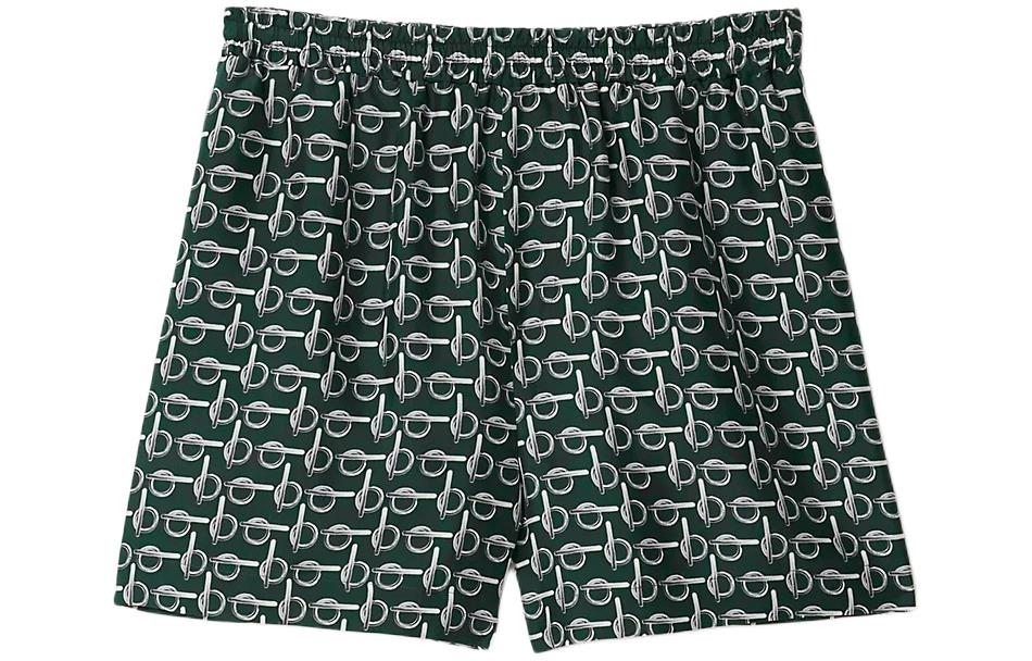 (Women) Burberry SS24 All-Over Print Elastic Waist Straight Shorts  Green 80907151