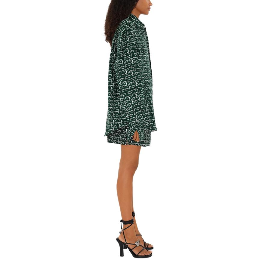 Details for (W) 博柏利 SS24 绿色情印花松紧腰直筒短裤 80907151