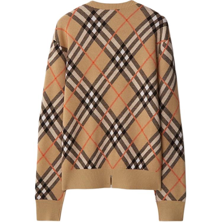 (Women) Burberry SS24 Check Ribbed Crewneck Loose Fit Knit Sweater  Beige 80934861 圖 3