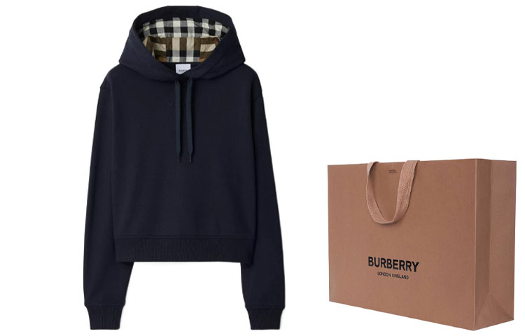 Shop (W) 博柏利 SS24 经典海军蓝刺绣标志女款连帽衫. 80843931