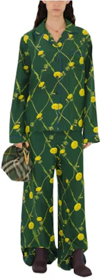 (W) バーバリー SS24 キューバンカラー タンポポ柄 長袖シャツ グリーン レディース 80829881 Buy (W) バーバリー SS24 キューバンカラー タンポポ柄 長袖シャツ グリーン レディース 80829881