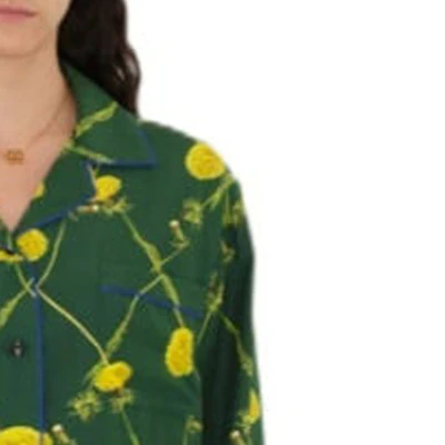 (W) バーバリー SS24 キューバンカラー タンポポ柄 長袖シャツ グリーン レディース 80829881 Details for (W) バーバリー SS24 キューバンカラー タンポポ柄 長袖シャツ グリーン レディース 80829881