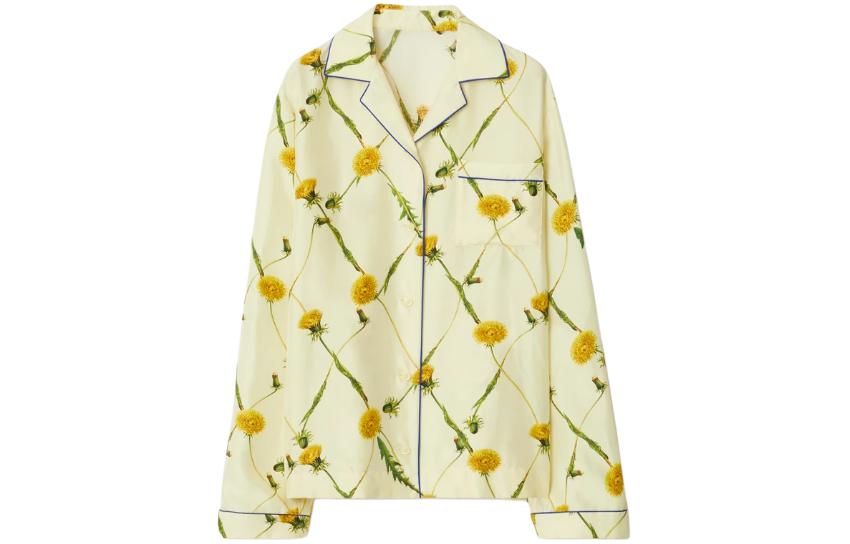 (Women) Burberry SS24 Dandelion Print Long Sleeve Shirt  Apricot Color. 80829861