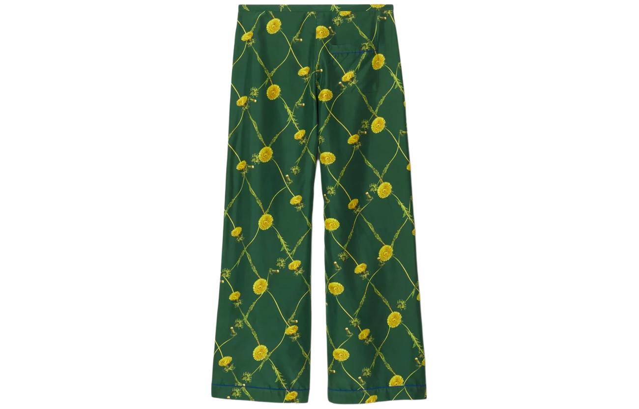 Lookbook (W) バーバリー SS24 ダンデリオンプリント ワイドレッグ タイカジュアルパンツ 女性用 アイビーグリーン 80836481