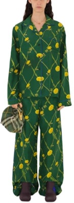 (W) バーバリー SS24 ダンデリオンプリント ワイドレッグ タイカジュアルパンツ 女性用 アイビーグリーン 80836481 Shop (W) バーバリー SS24 ダンデリオンプリント ワイドレッグ タイカジュアルパンツ 女性用 アイビーグリーン 80836481