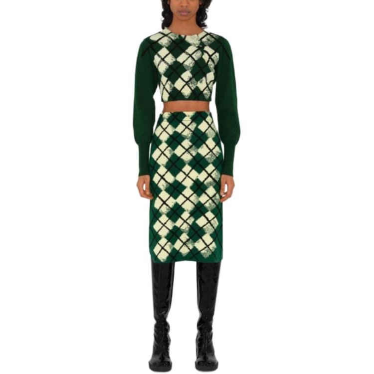 (Women) Burberry SS24 Diamond Pattern Knitted Long Dress Women Ivy Green. 80811361 圖 4