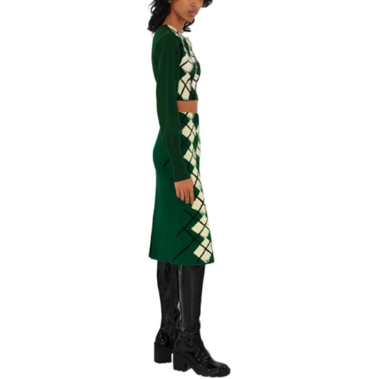 (Women) Burberry SS24 Diamond Pattern Knitted Long Dress Women Ivy Green. 80811361 圖 6