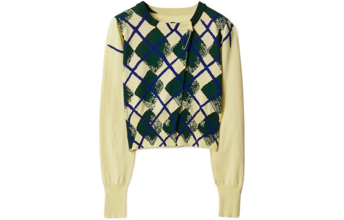 (Women) Burberry SS24 Diamond Print Pin Crewneck Knit Sweater Women’s Guava Pink. 80809241